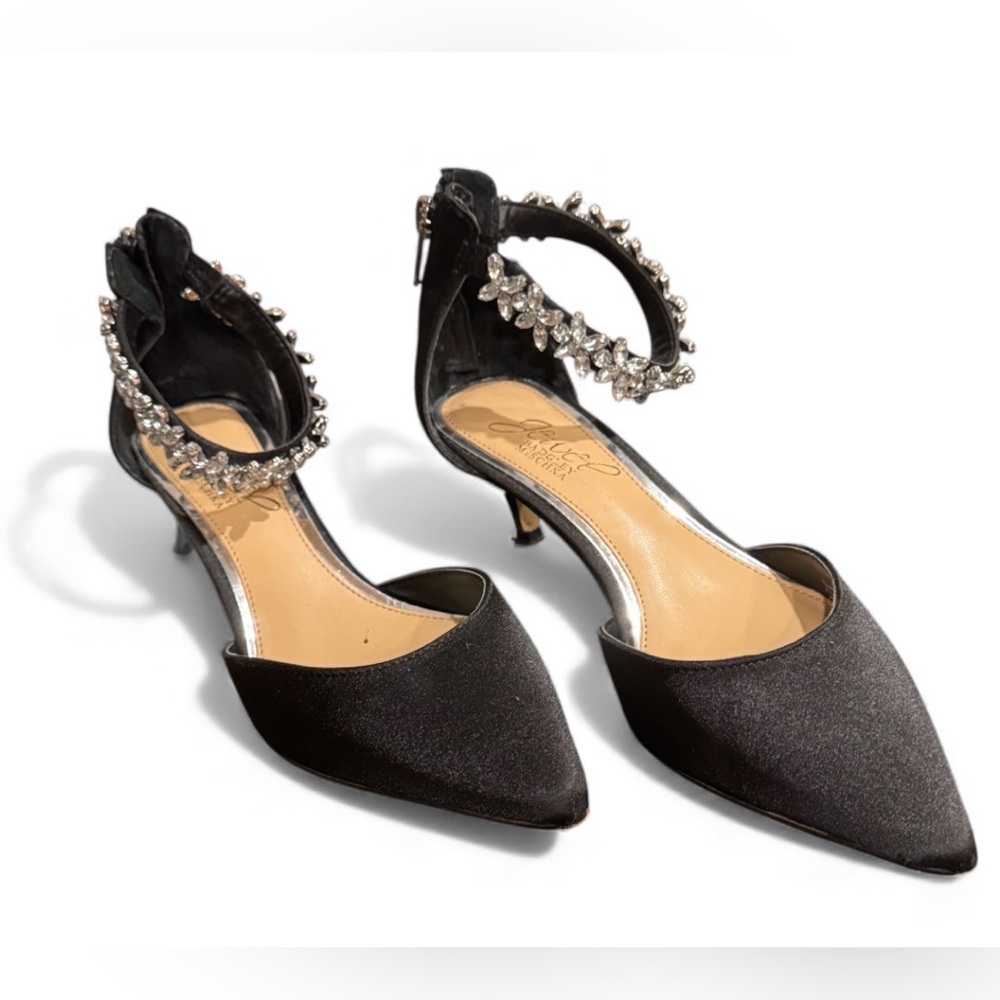 Badgley Mischka Black Heels with Crystal Accents